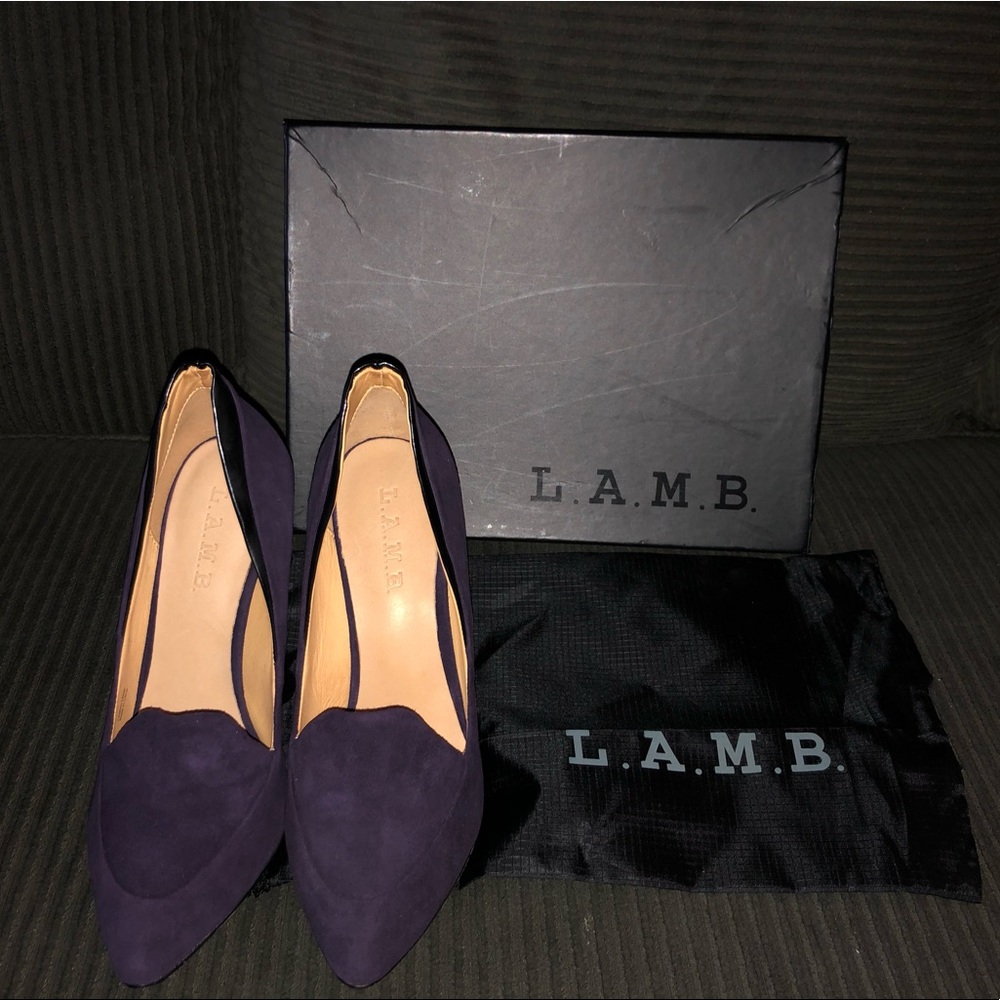 L.A.M.B. NIB, Size 8,Dice Suede Pump, Plum